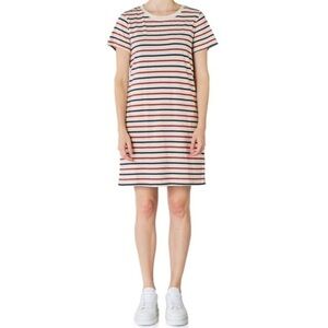 Current Elliott The Beatnik Striped T-Shirt Dress Blue Red Distressed Casual 0
